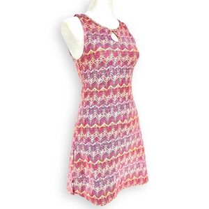 NUU‎ MUU Ruu Muu Athletic Dress w/ Pocket Sz XXS Pink Geometric Chevron USA Made